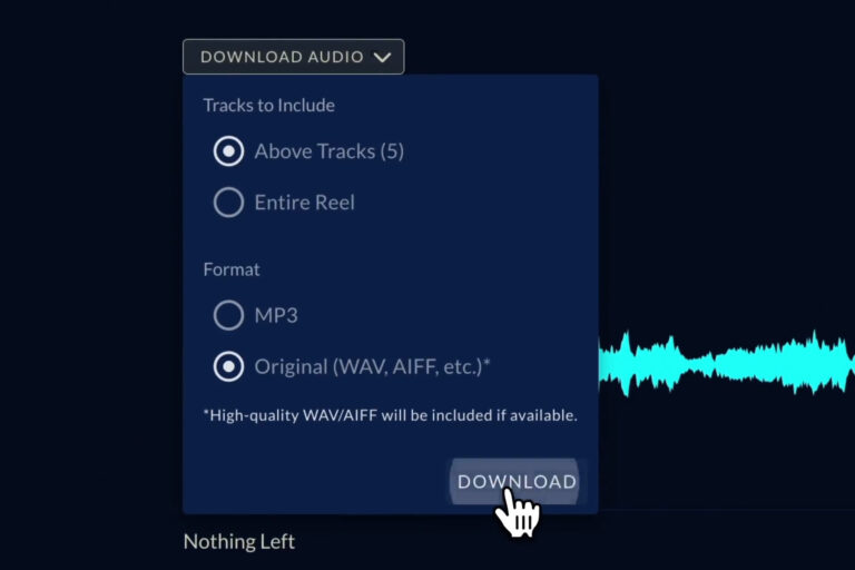 ReelCrafter audio download choices