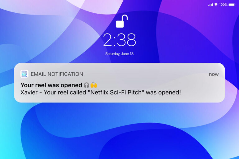 Example of real-time email notification from ReelCrafter.