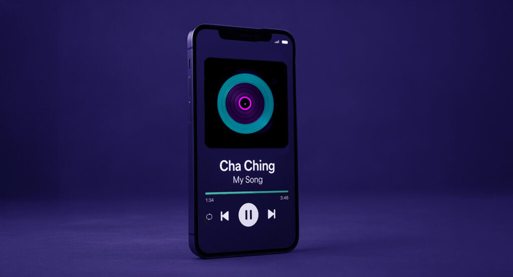 Image of mobile phone streaming music.