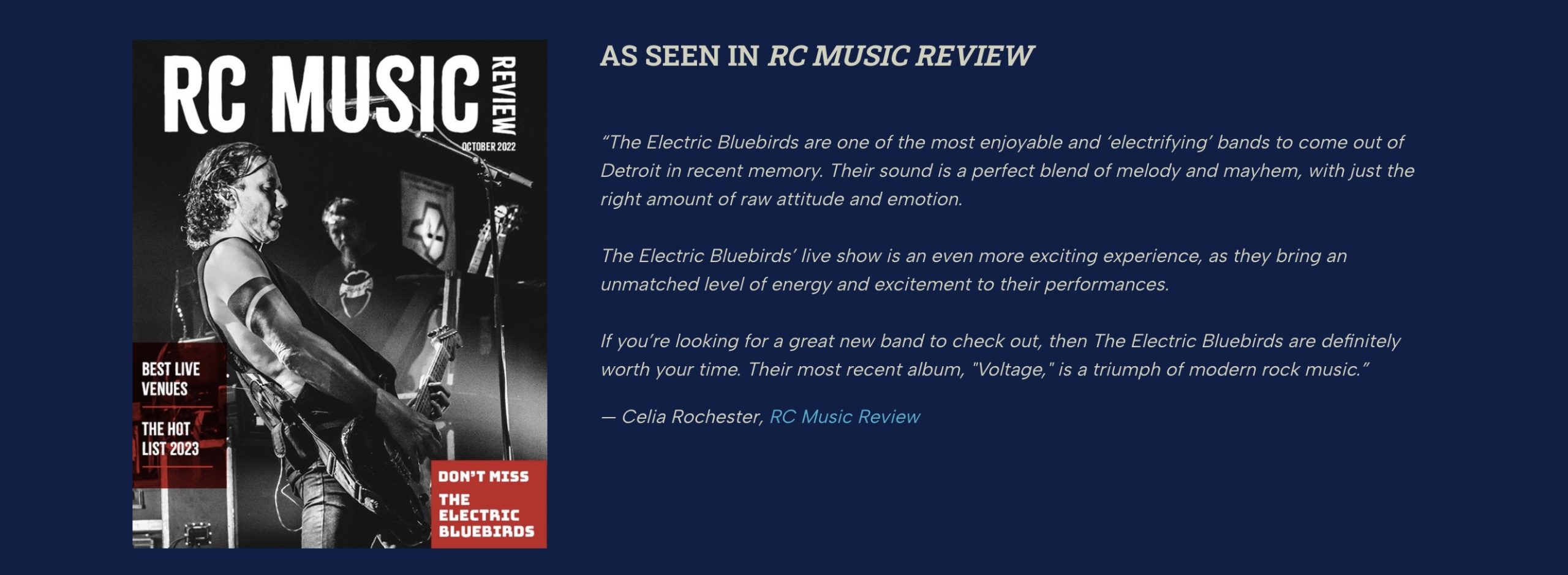 Example of press and accolades in a music EPK