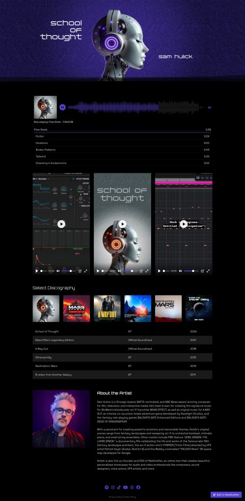 Example of a composer demo reel