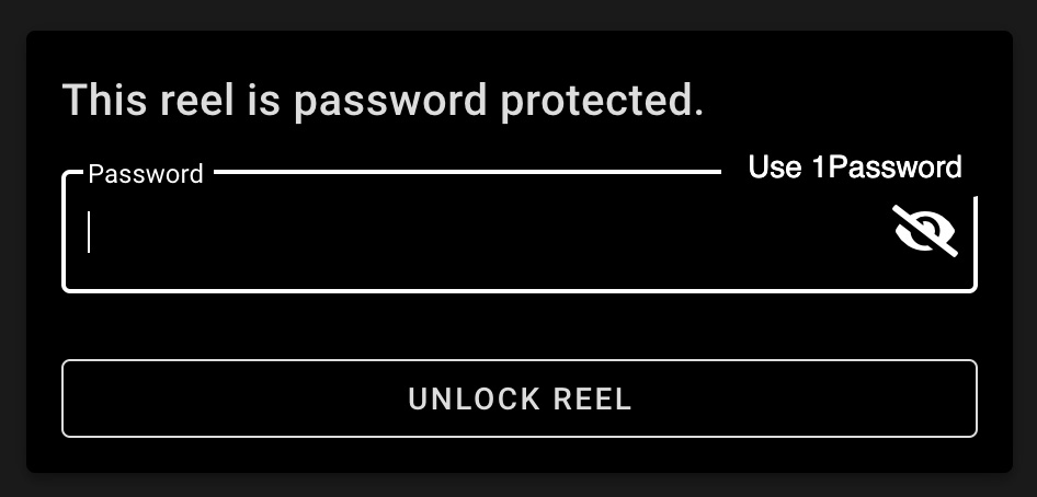 Screenshot of ReelCrafter password protection

